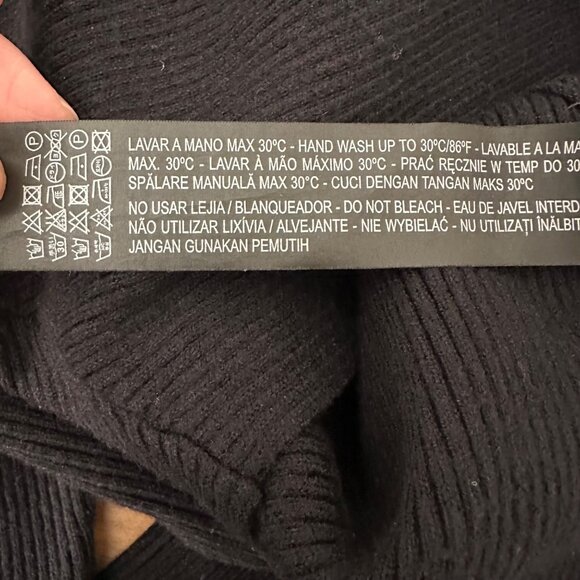 Zara Rib Knit Sweater Mock Neck Bat Sleeves Minimalist Black Sz M - Picture 7 of 7